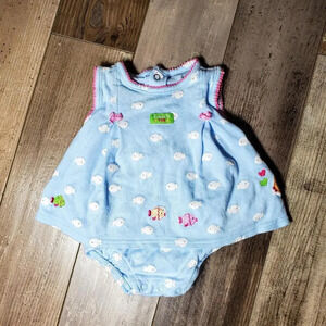 Carter's Baby Girl Fish Dress with Bloomers Size 3 Months Blue Pink